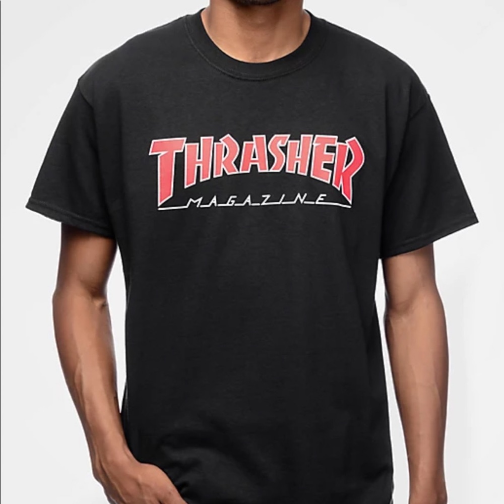 Black & Red Thrasher T Shirt